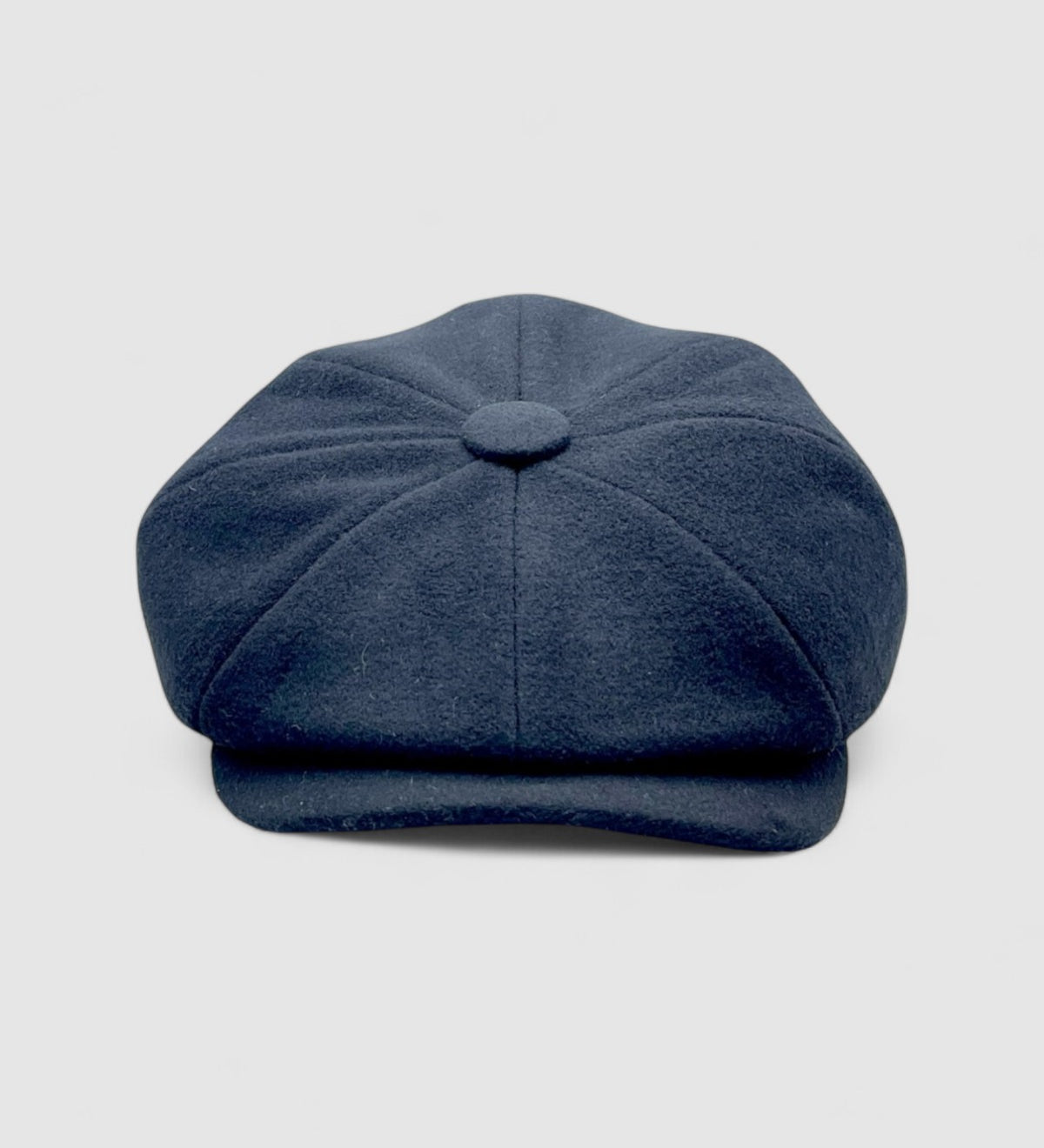 Bakerboy cap in black cashmere wool — Albert’s Ace, 8-panel with back headband, handmade by Mister Miller