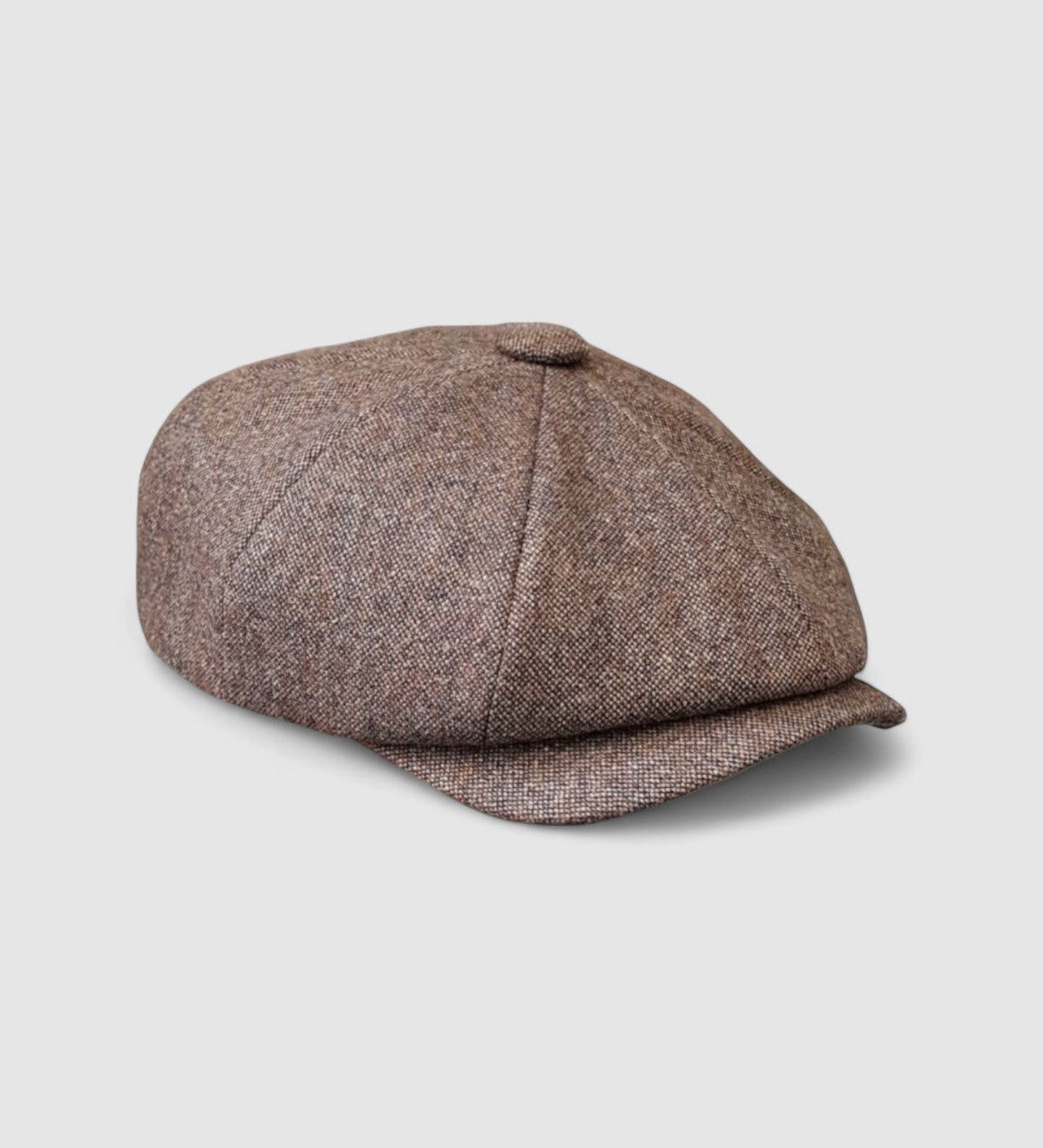 Bakerboy cap in rich brown wool — Albert’s Brandy, handmade by Mister Miller, side view
