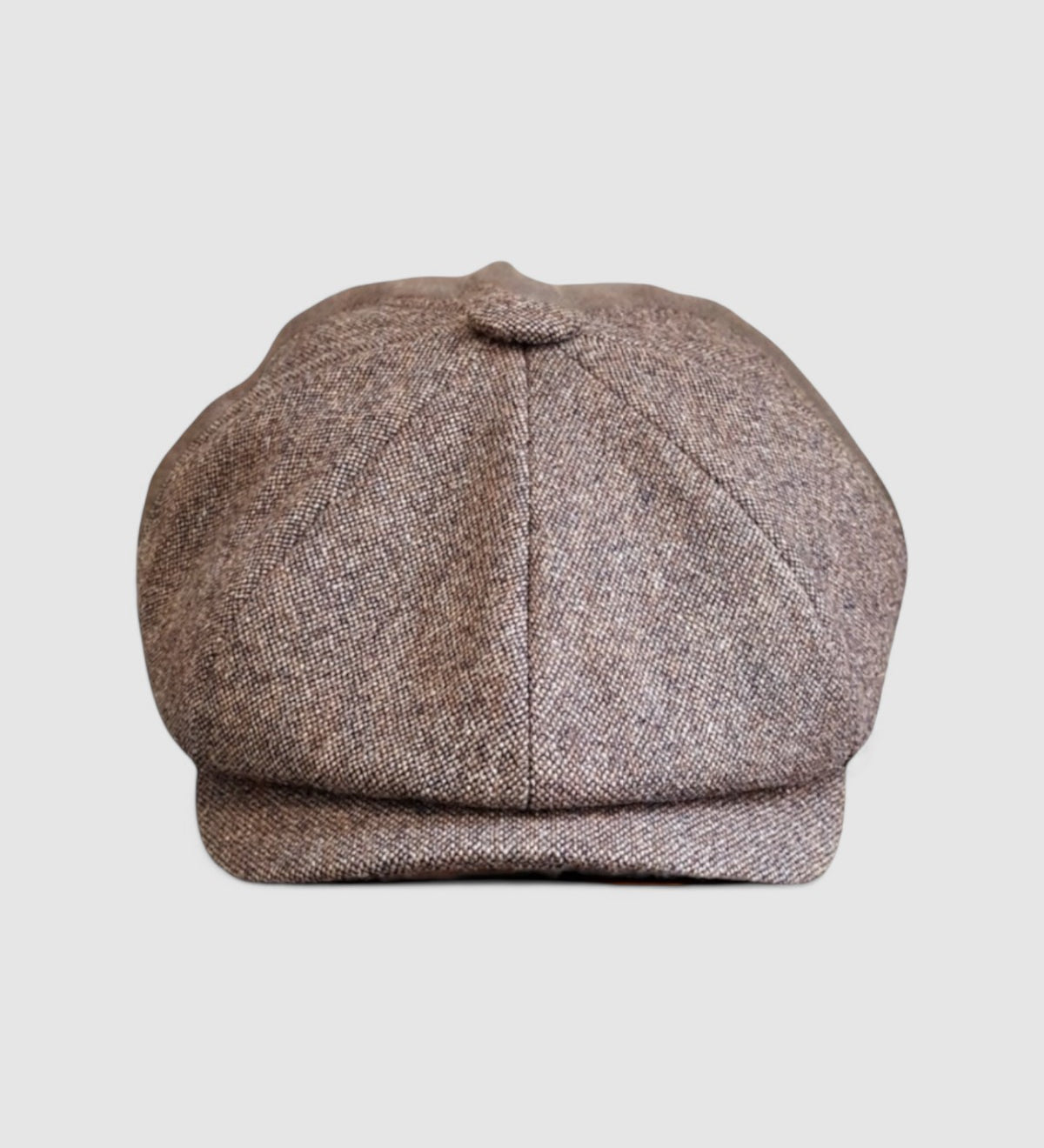 Bakerboy cap in rich brown wool — Albert’s Brandy, handmade by Mister Miller, front view.