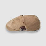 Beige camel hair Cigar Bakerboy cap — Albert’s Holy Smoke by Mister Miller, profile view.