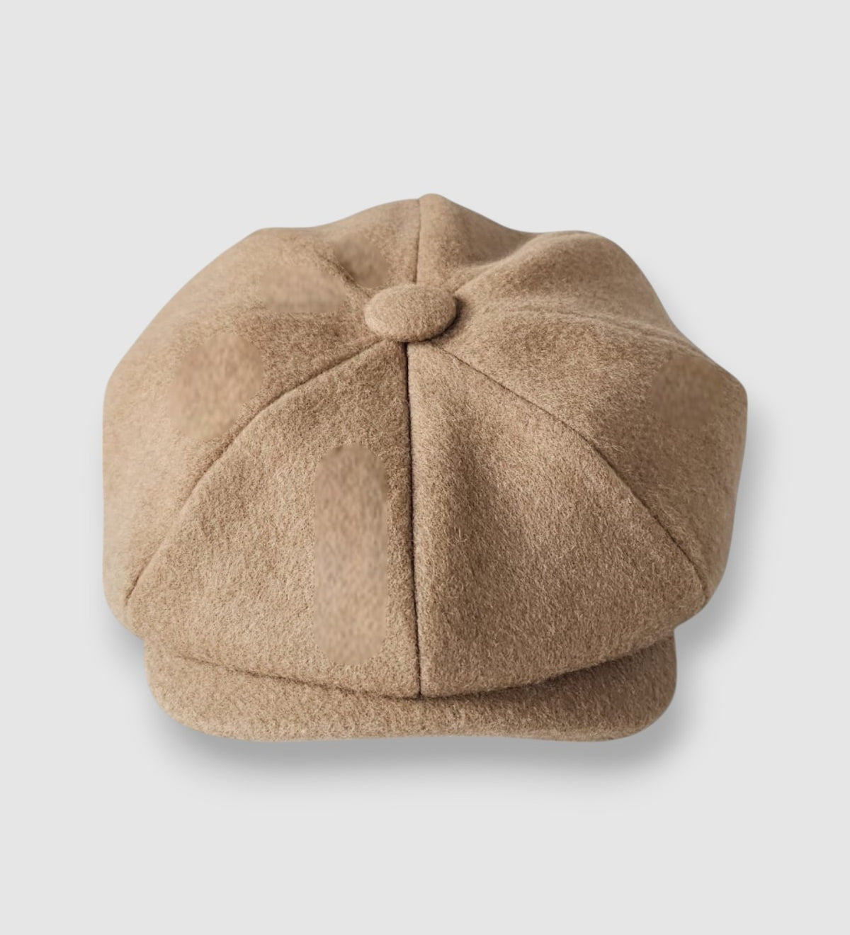 Beige camel hair Cigar Bakerboy cap — Albert’s Holy Smoke by Mister Miller, front view