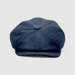 Bakerboy cap in black cashmere wool — Albert’s Ace, 8-panel with back headband, handmade by Mister Miller