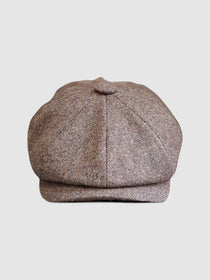 Bakerboy cap in rich brown wool — Albert’s Brandy, handmade by Mister Miller, front view.