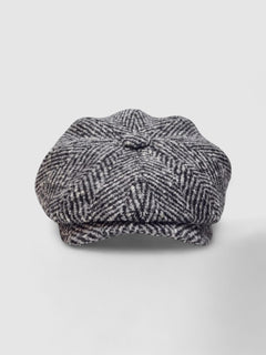 Bakerboy cap in charcoal virgin wool — Albert’s Pepper, structured and sleek, handmade by Mister Miller. front view.