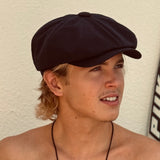 Albert's Azur Bakerboy Cap in Navy Seersucker