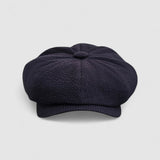 Albert's Azur Bakerboy Cap in Navy Seersucker