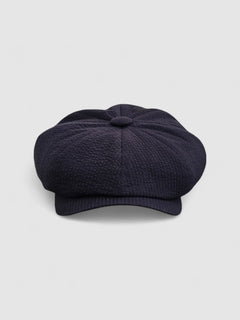 Albert's Azur Bakerboy Cap in Navy Seersucker