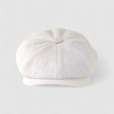 Albert's Beach Bakerboy Cap in white washed linen