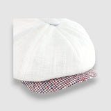 Albert's Capri Bakerboy Cap in White Washed Linen