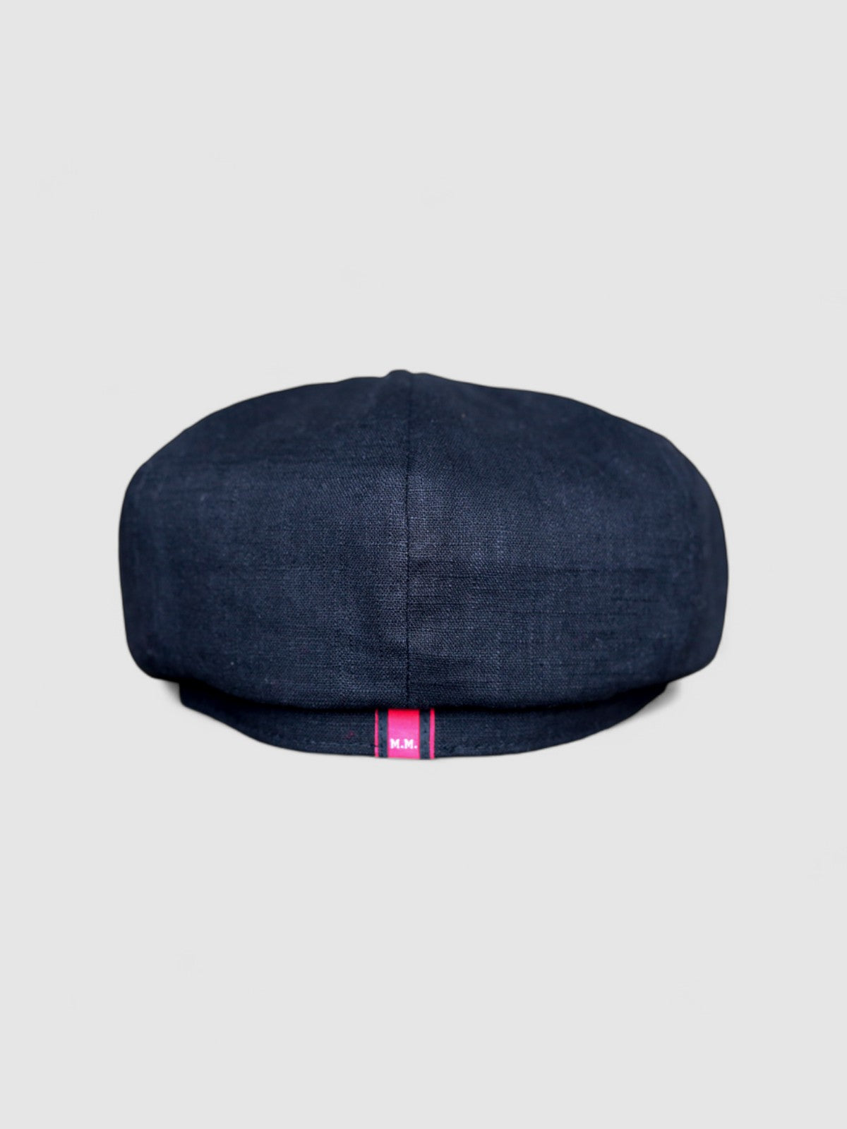 Bakerboy cap in black washed linen — Albert’s Nights, versatile spring/summer style, handmade by Mister Miller. rear view.