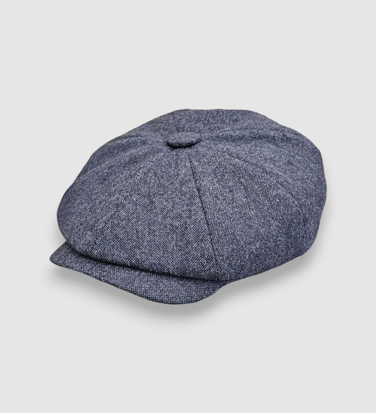 Blue wool Bakerboy cap — Albert’s Tides by Mister Miller, side view with signature back headband and curved peak