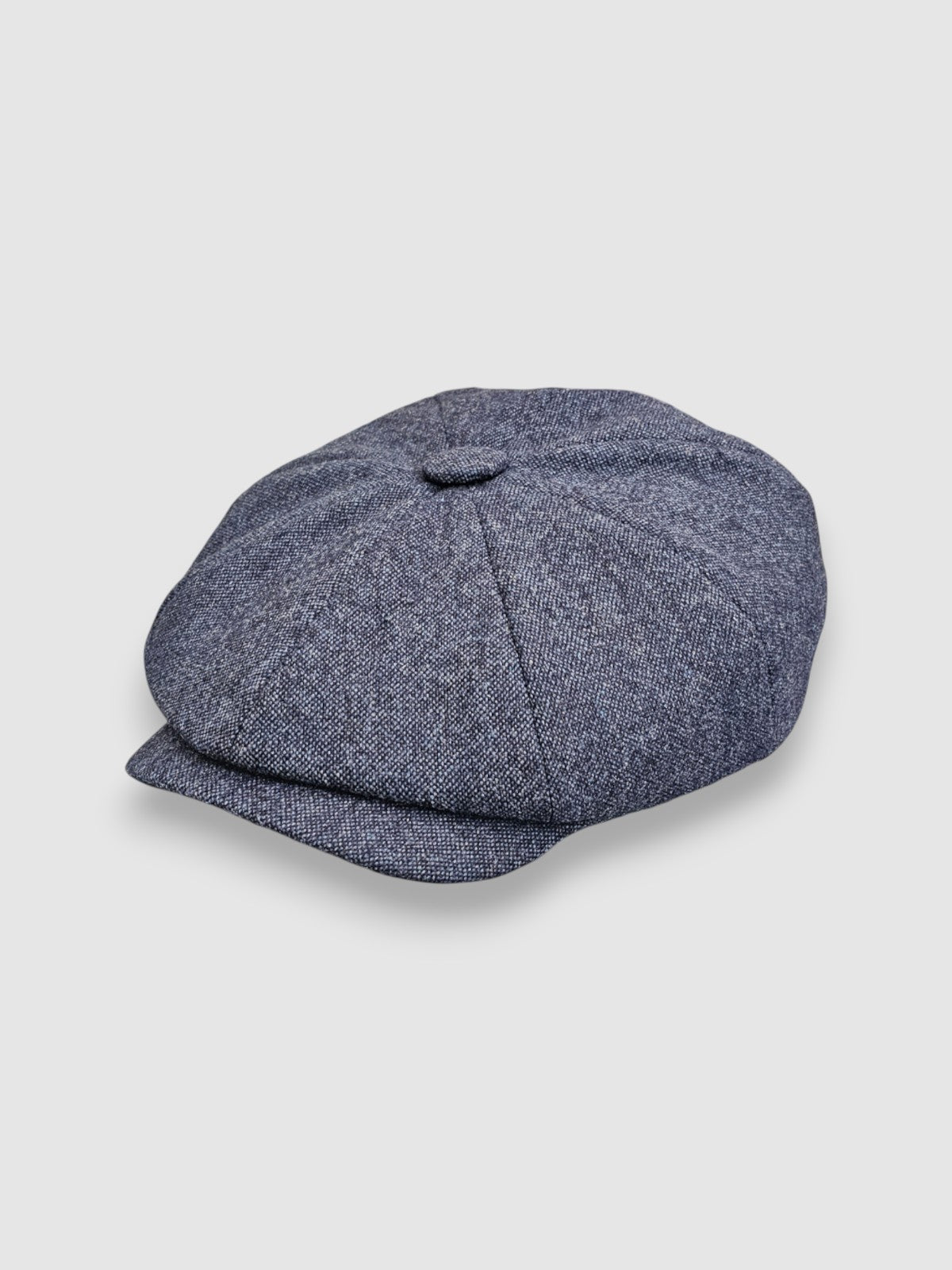 Blue wool Bakerboy cap — Albert’s Tides by Mister Miller, side view with signature back headband and curved peak
