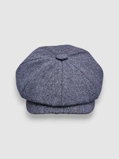 Blue wool Bakerboy cap — Albert’s Tides by Mister Miller, front view with signature back headband and curved peak