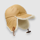 Bailey Shearling Driving Cap in Tan and Cream