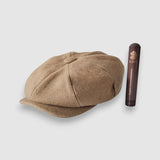Albert's Holy Smoke Cigar Bakerboy Cap in Camel Hair