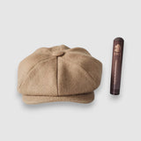 Albert's Holy Smoke Cigar Bakerboy Cap in Camel Hair