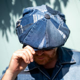 Leigh Francis x Mister Miller Oversized Bakerboy Cap in Patchwork Denim