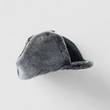 Driver's Reversible Shearling Trapper Hat in Black Sheepskin
