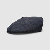 Oversized Bakerboy cap in blue denim — Finch’s Jeans by Mister Miller, profile view