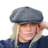 Finch's Gypsy Oversized Bakerboy Cap in Harris Tweed