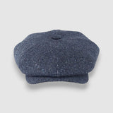 Finch's Seas Oversized Bakerboy Cap in Textured Blue Linen
