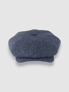 Finch's Seas Oversized Bakerboy Cap in Textured Blue Linen