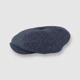 Finch's Seas Oversized Bakerboy Cap in Textured Blue Linen