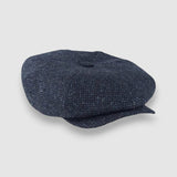 Finch's Seas Oversized Bakerboy Cap in Textured Blue Linen