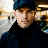 Jack's Knight Newsboy Cap in Black Merino Lambswool
