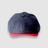 Jack's Kiss Newsboy Cap in Navy & Red Lambswool