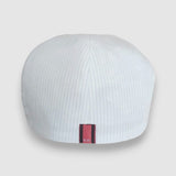 Newsboy cap in striped lightweight linen – Jack’s Rays by Mister Miller. rear view