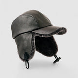 Kessel's Shearling Driving Cap in Black and Grey