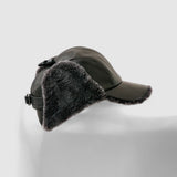 Kessel's Shearling Driving Cap in Black and Grey