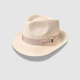 Panama Cruz Hat with a Champagne Ribbon Trim
