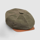 Riley's Gears Bakerboy Cap in Racing Green with Tan Leather Peak