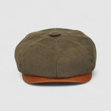 Riley's Gears Bakerboy Cap in Racing Green with Tan Leather Peak