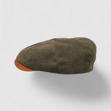 Riley's Gears Bakerboy Cap in Racing Green with Tan Leather Peak