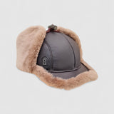 Fisken's Reversible Shearling Trapper Hat in Brown Sheepskin