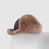Fisken's Reversible Shearling Trapper Hat in Brown Sheepskin