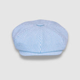 Riley's Candy Stripe Seersucker Bakerboy Cap in Blue