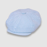 Riley's Candy Stripe Seersucker Bakerboy Cap in Blue