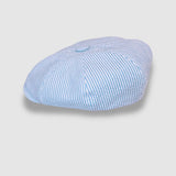 Riley's Candy Stripe Seersucker Bakerboy Cap in Blue