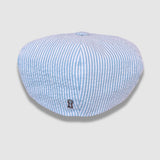 Riley's Candy Stripe Seersucker Bakerboy Cap in Blue