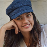 Skipper's Seas Sailor Hat in Navy Flecked Linen