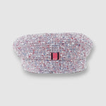 Mister Miller linen mariner cap with pointillist weave – red, white, and blue sailor hat. rear view