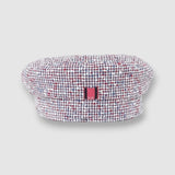 Mister Miller linen mariner cap with pointillist weave – red, white, and blue sailor hat. rear view