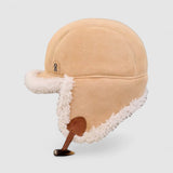 St Moritz Reversible Shearling Trapper Hat in Tan Sheepskin