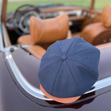 Theo's Striped Newsboy Cap with Leather Peak