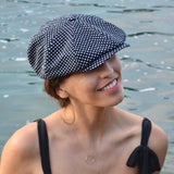Theo's Moonlight Newsboy Cap in Polka Dot Cotton