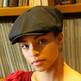 Theo's Nights Newsboy Cap in Black Japanese Seersucker